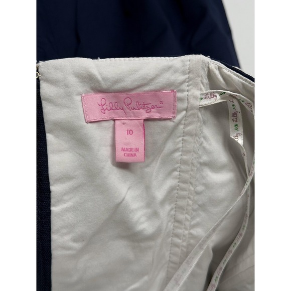 Lilly Pulitzer Dress Women 10 Navy White Betsey Strapless Lace Trim Resort Party - Picture 8 of 13